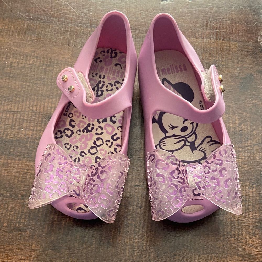 Mini Melissa Kids Lavender Bow Disney Minnie Mouse Dress Shoes 6 US